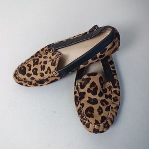 Cole Haan Evelyn Leopard Print Driver Loafers Calf Hair Size 8.5